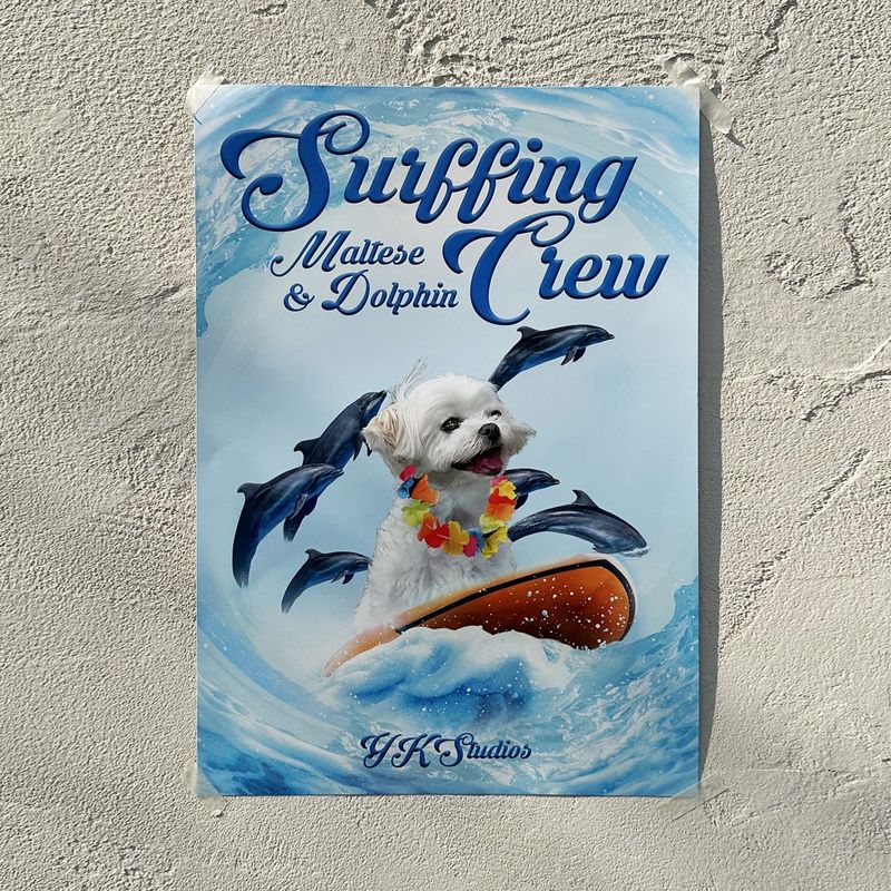 Puppydolphin surfing crew matt POSTER A3