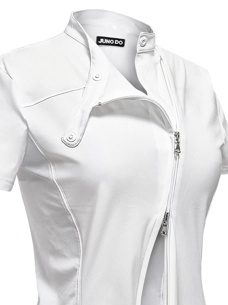  CURVED ZIP-UP SHIRT WITH LAYER . WHITE