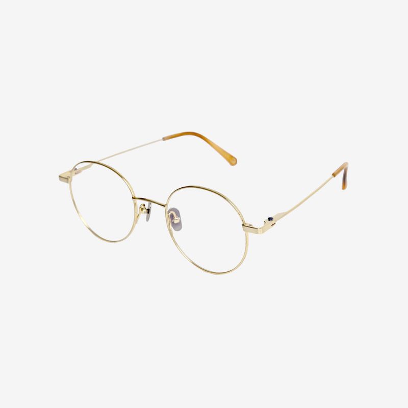 Knouun Round titanium glasses CODE. 103. D Sizzy Gold 