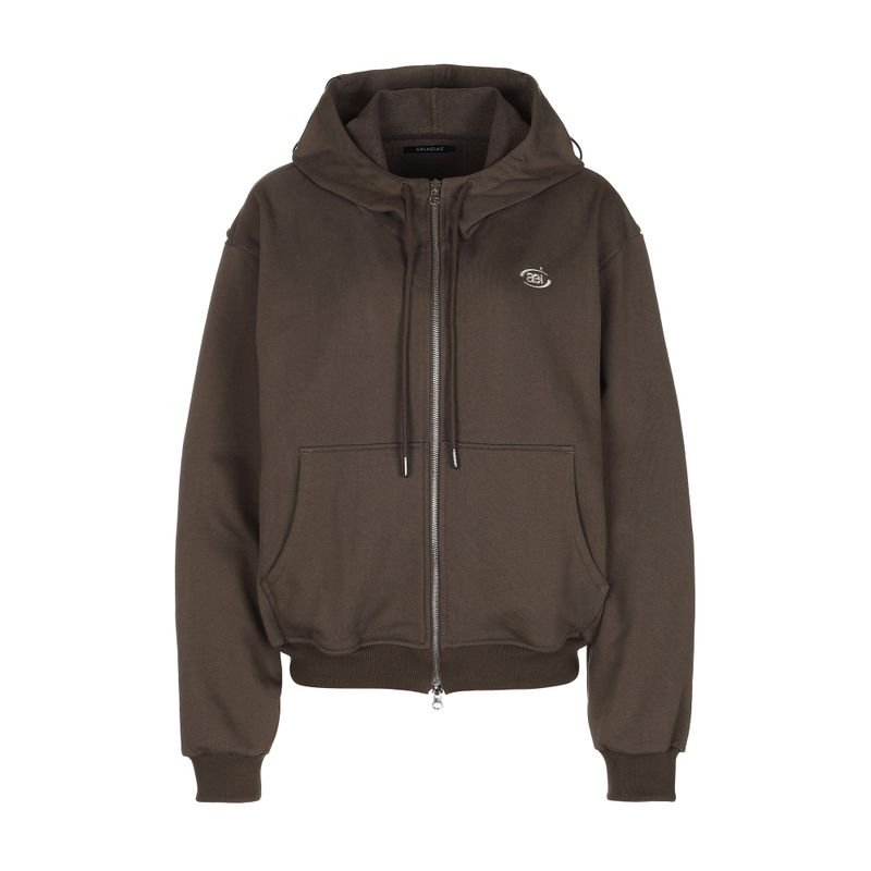 LAYERED STRING HOODIE ZIP-UP [BROWN]