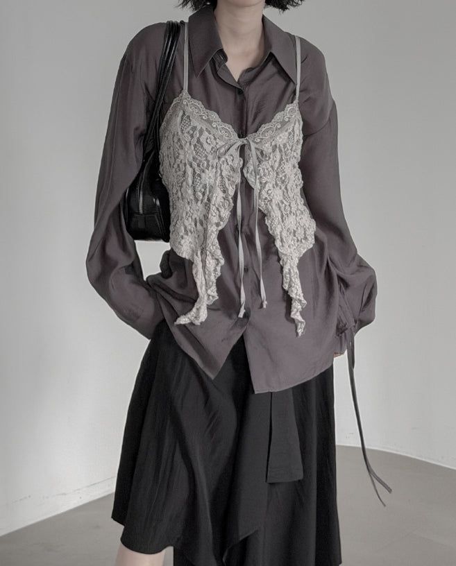 mnem（ムネム）の「Lia Shirred See-through Balloon Shirt（Tops）」