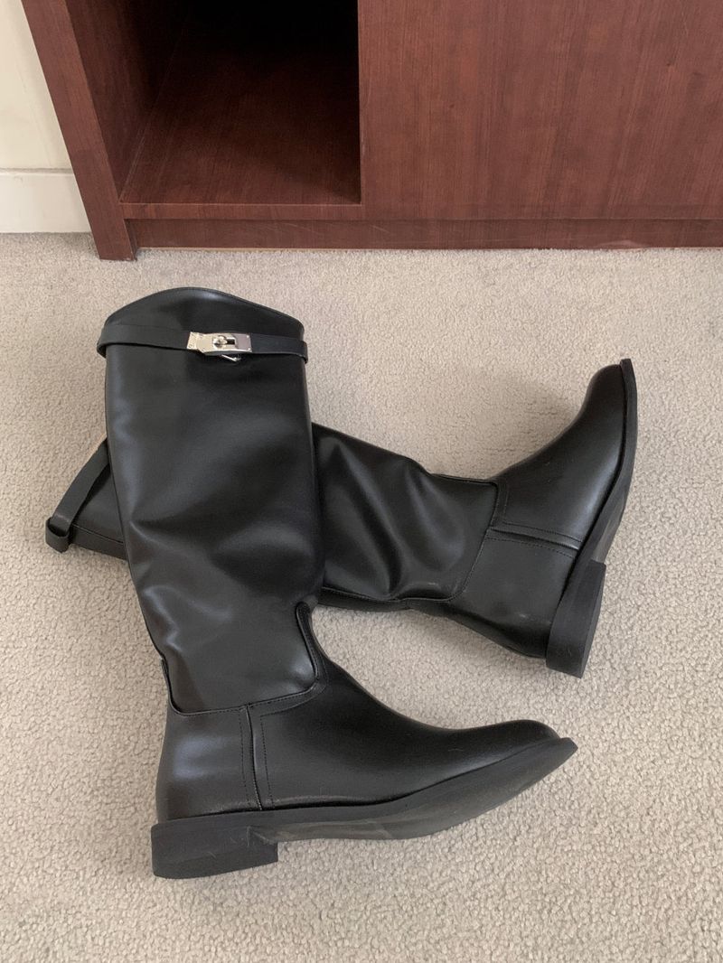 Maison Core Classic Buckle Leather Long Boots