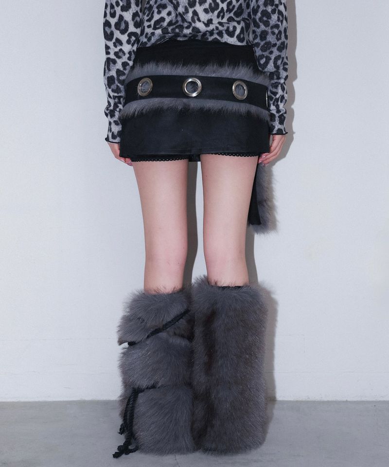 fur loop eyelet belt - deep blue