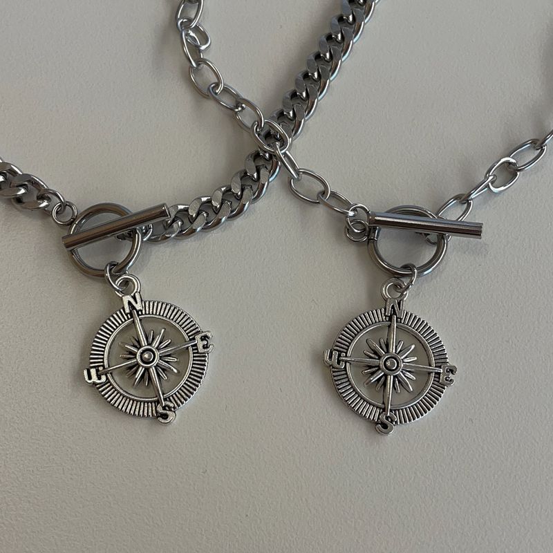 (RFS made)compass toggle bar necklace