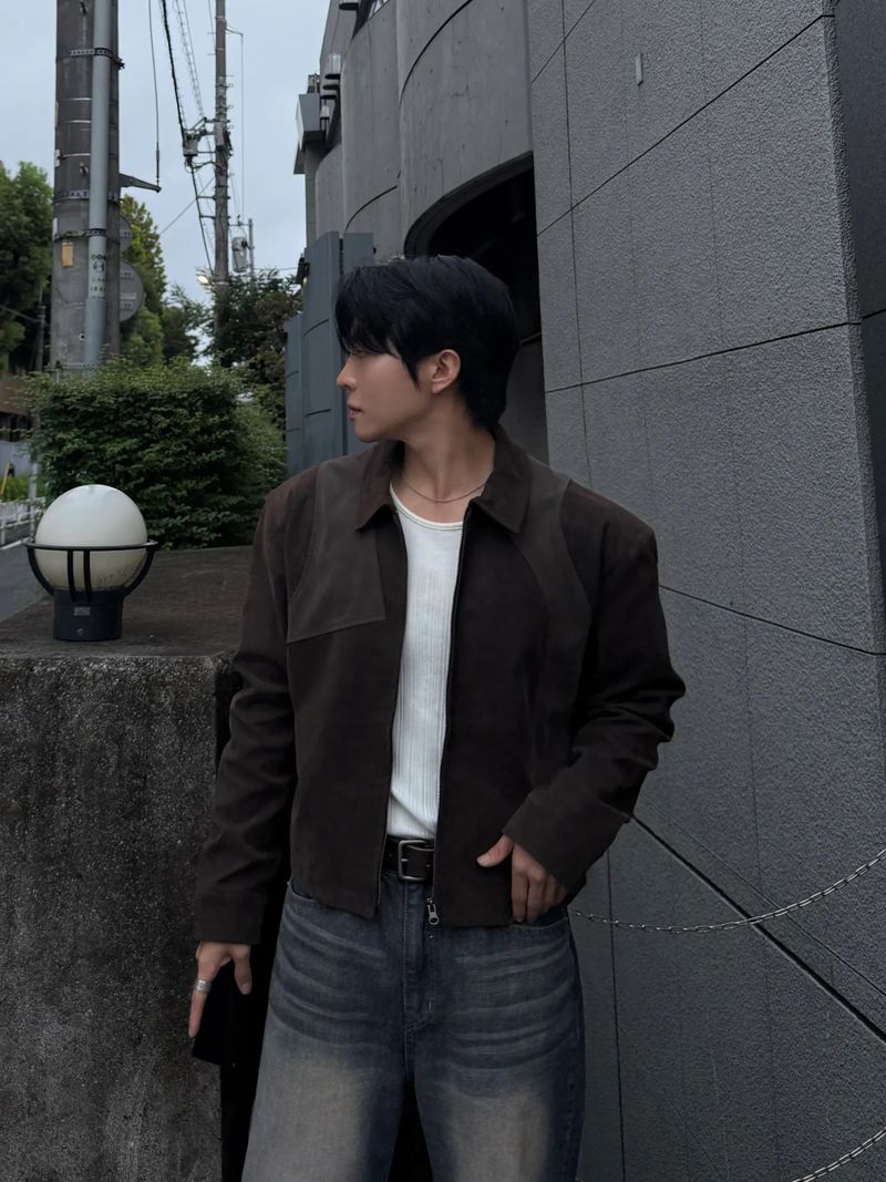 Luen Contrasted leather jacket