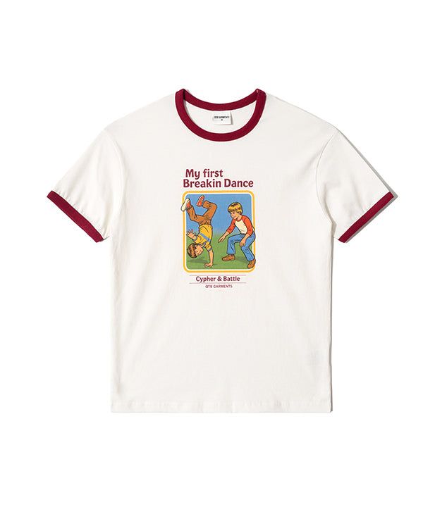 QT8 GARMENTS（キューティーエイトガーメント）の「OC My First Breakin’ Ringer Tee (Burgundy)（Tops）」