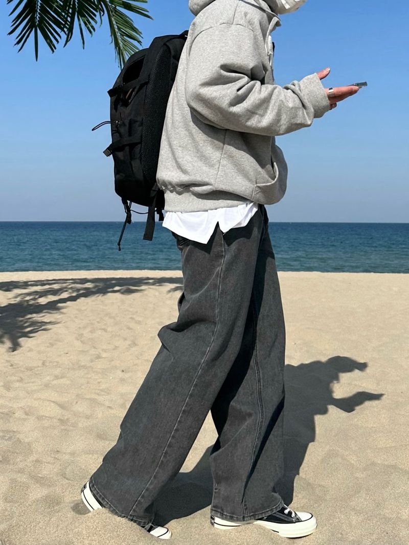 テイルバックピンタックデニムパンツ