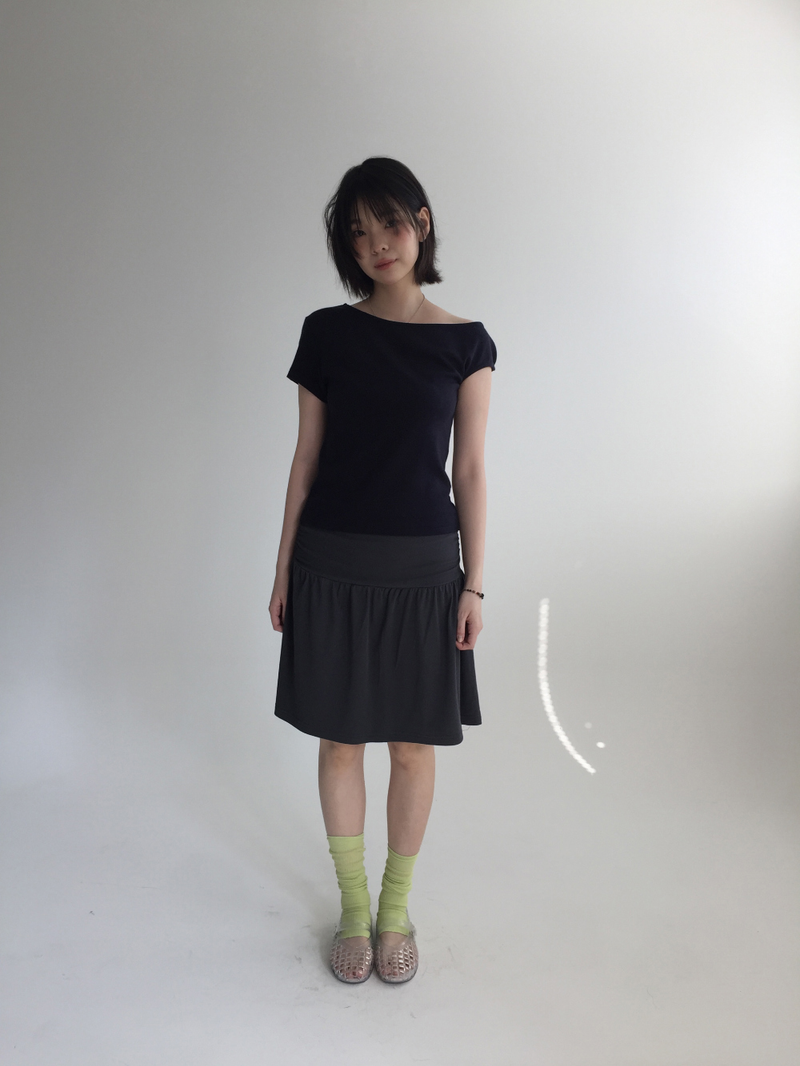 Moa Shirred Midi Skirt (4color) 