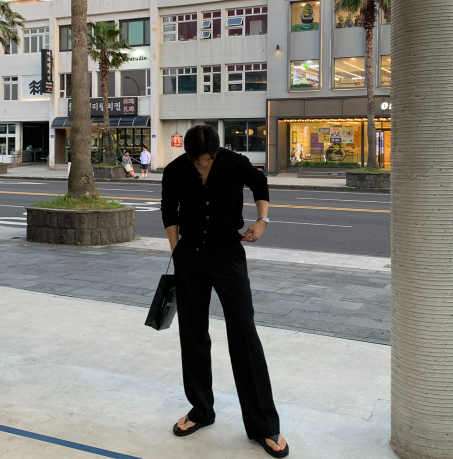 Ever Ice Linen Back Banding Wide Slacks