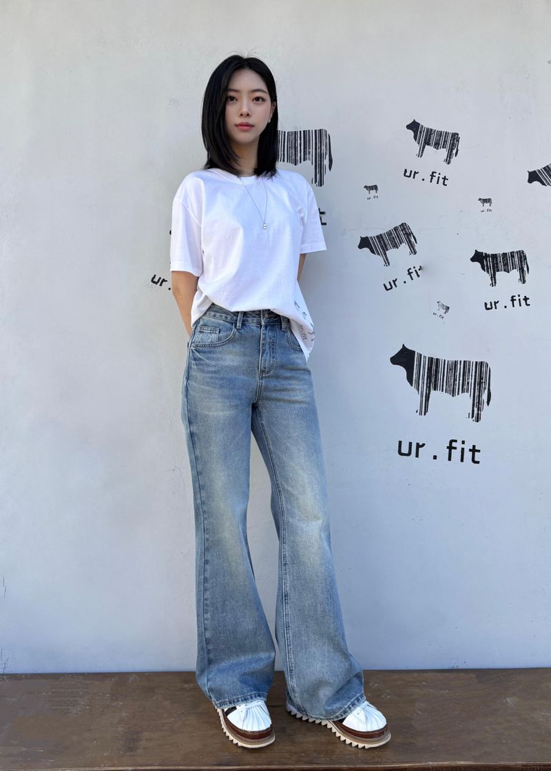 REGULAR SEMI BOOTCUT DENIM PANTS code 25007