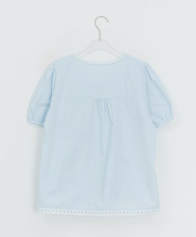 Leonne Lace Punching Short Sleeve Blouse