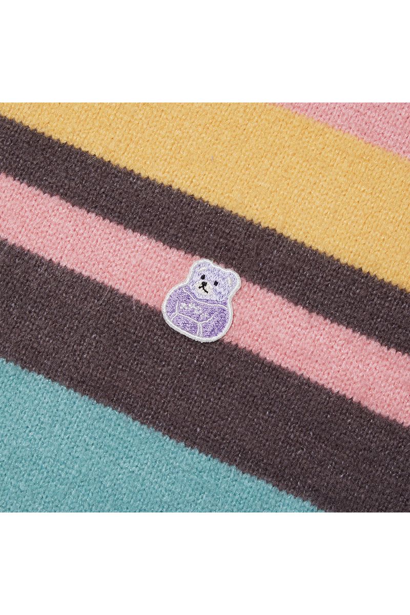 Bear Patch Multi Stripe Knit_Yellow