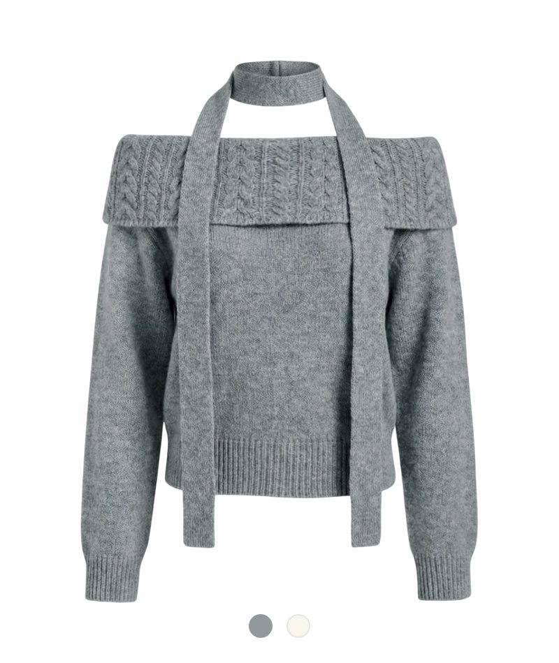 Cozy&Kitsch（コージーアンドキッチ）の「クララスカーフカラーニットトップ（トップス）」