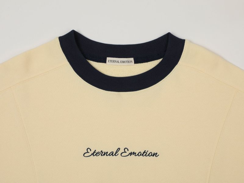 CONTRAST REGLAN CROP SWEATSHIRTS (YELLOW)