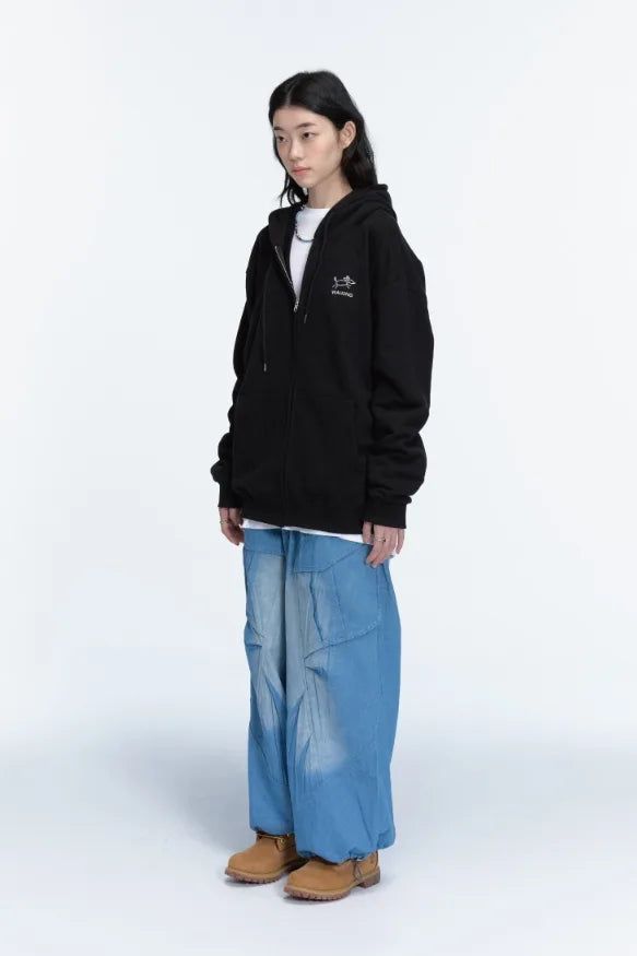 26FW★ Line Work Embroidered Hood Zip-Up