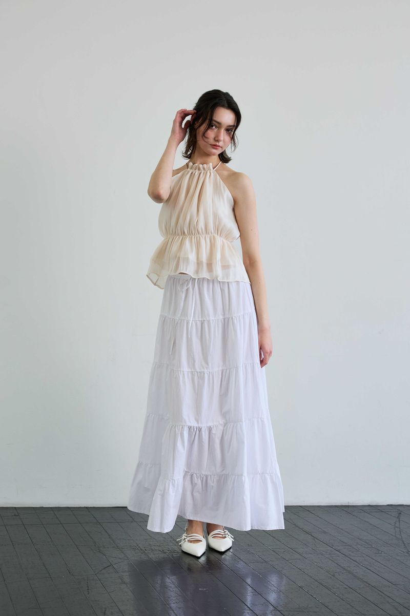 PEARL HALTERNECK TOP / IVORY