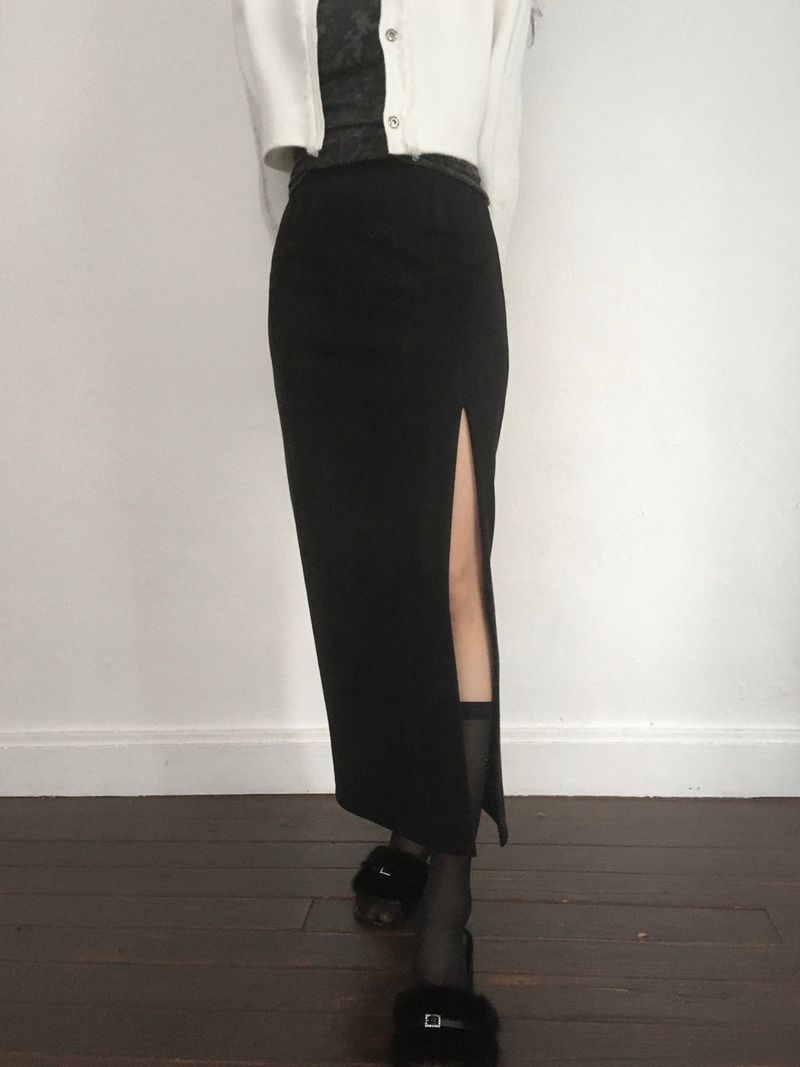 Suede Slit Maxi Skirt