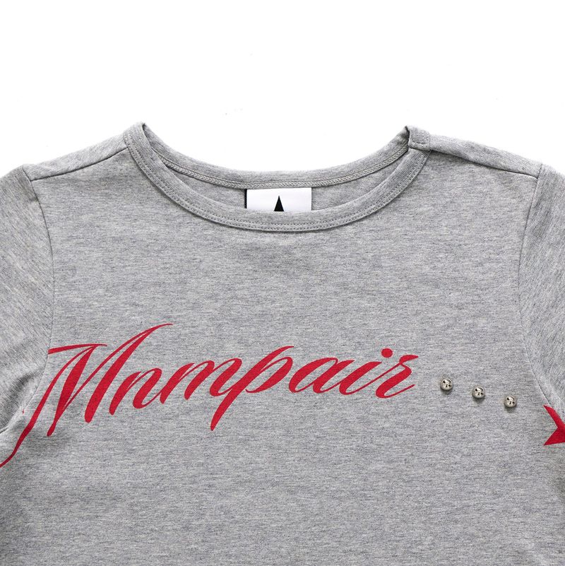 Lettering Crop Tee Grey