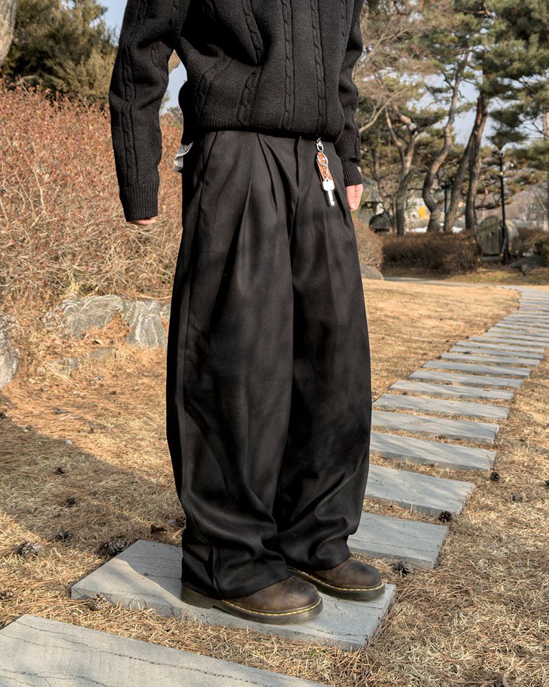 Tia Double-Pleat Wide Slacks