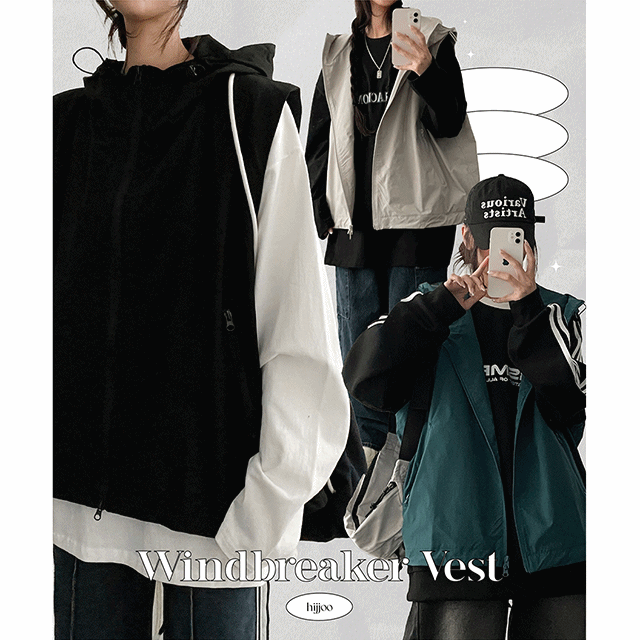 hijjoo（ハイチュー）の「Tech incision two-way string zip-up hood vest（Tops）」