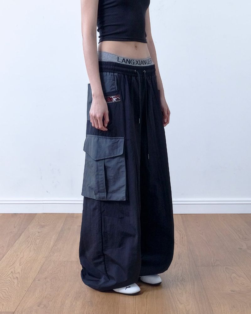 26SS★ Patch Nylon Curved Pants