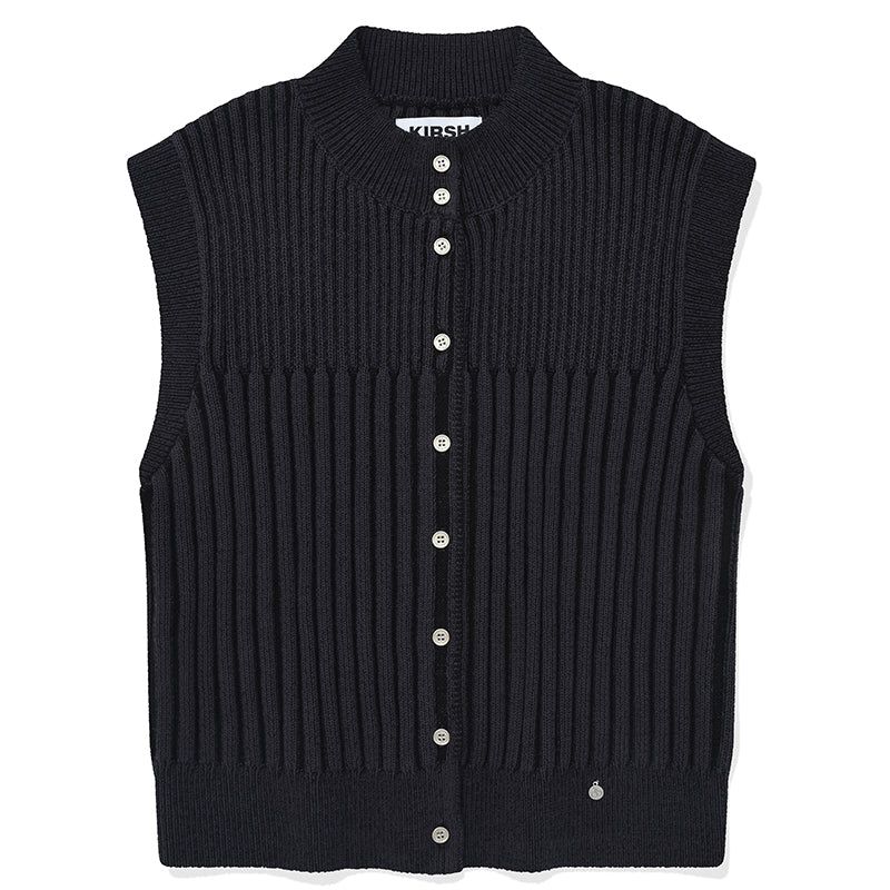 CHERRY CAP SLEEVE KNIT VEST [BLACK]