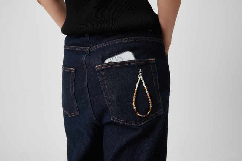 MINI BROWN MIXED PHONE STRAP KEY RING