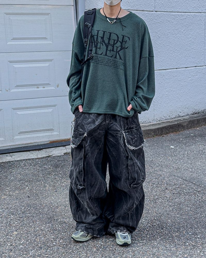 Hide Chic Oversized Knit Long Sleeve T-Shirt
