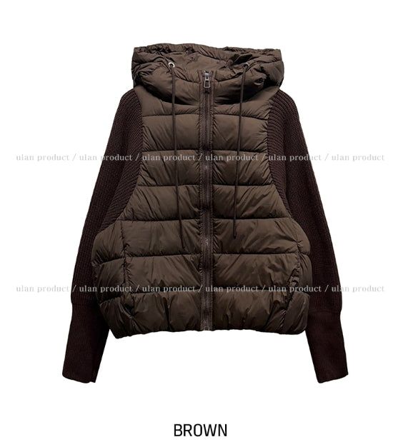 Fog Hooded Knit Lightweight Padded Jacket