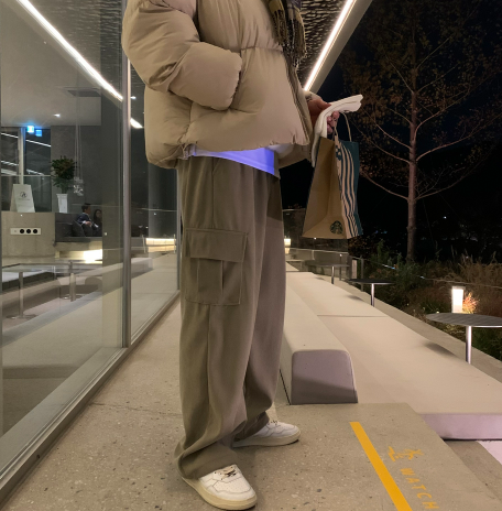 [In-house production]  First Corduroy Cargo String Wide Pants