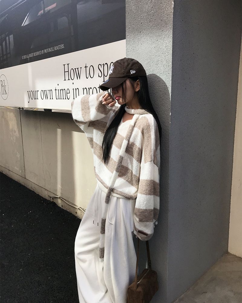 [ORIGINAL] LACKUN Striped Muffler Knit Set