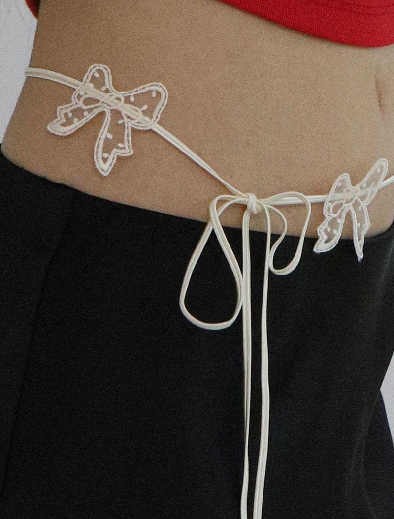 [MADE] Capsule02 Needle Work Ribbon Belt Strap _  Ivory