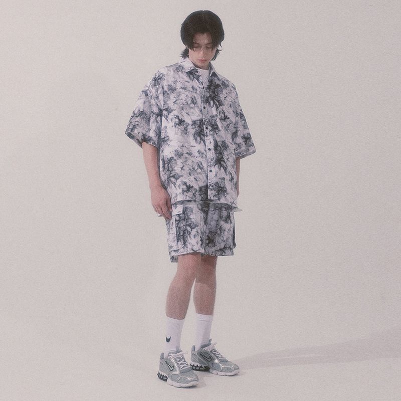 tie-dye half sleeve shirt_white