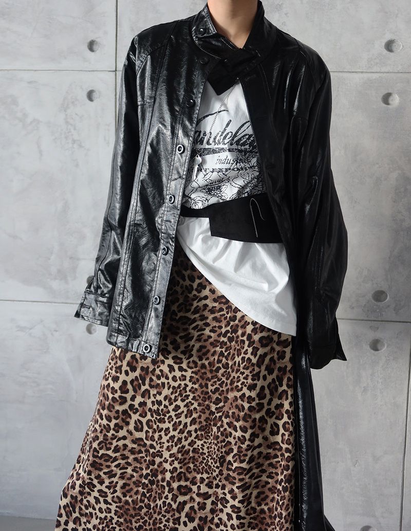 leopard leopard print maxi long skirt