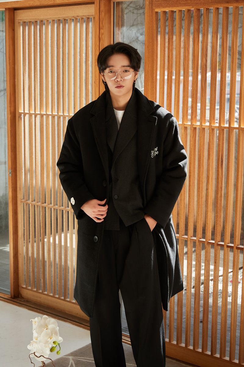 Classic Patch Inner padding Unisex Black wool coat