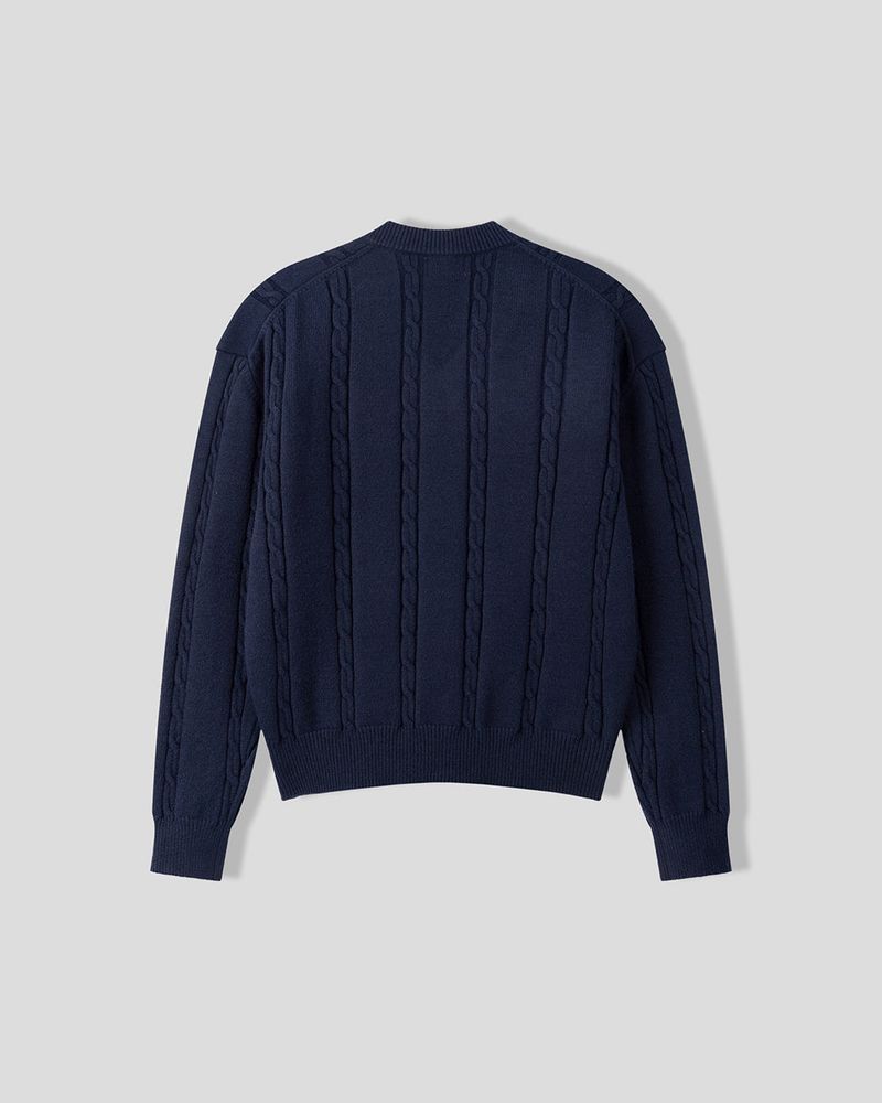 Melter Semi-Cropped Cable V-Neck Knit