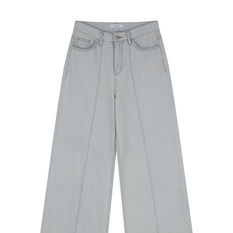 Pintuck Wide Denim Pants Grey