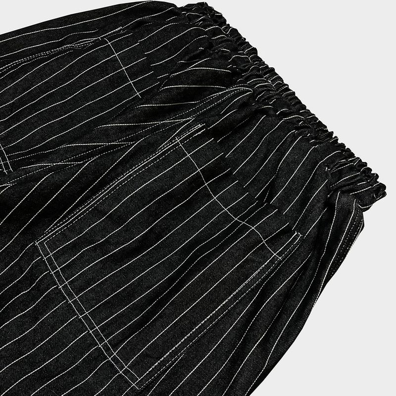 stripe denim shorts_black
