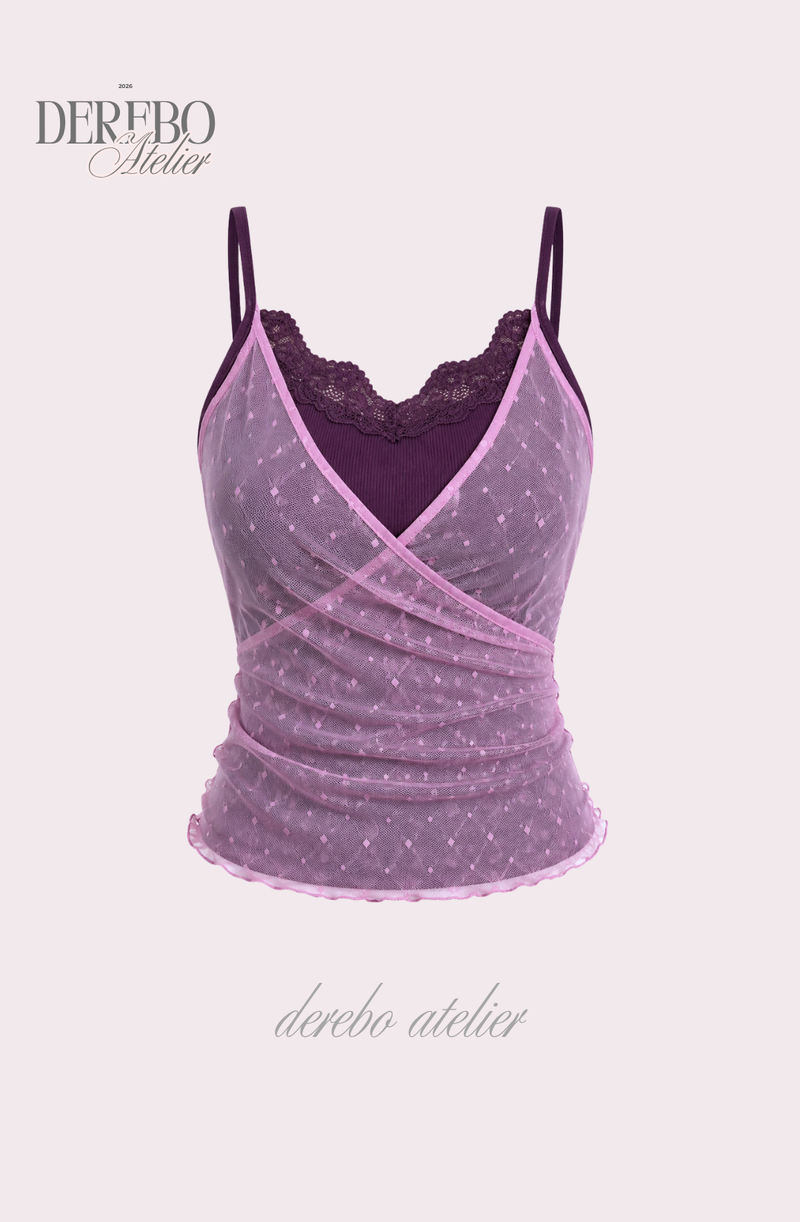 Purple Chiffon Layered Sleeveless T-shirt