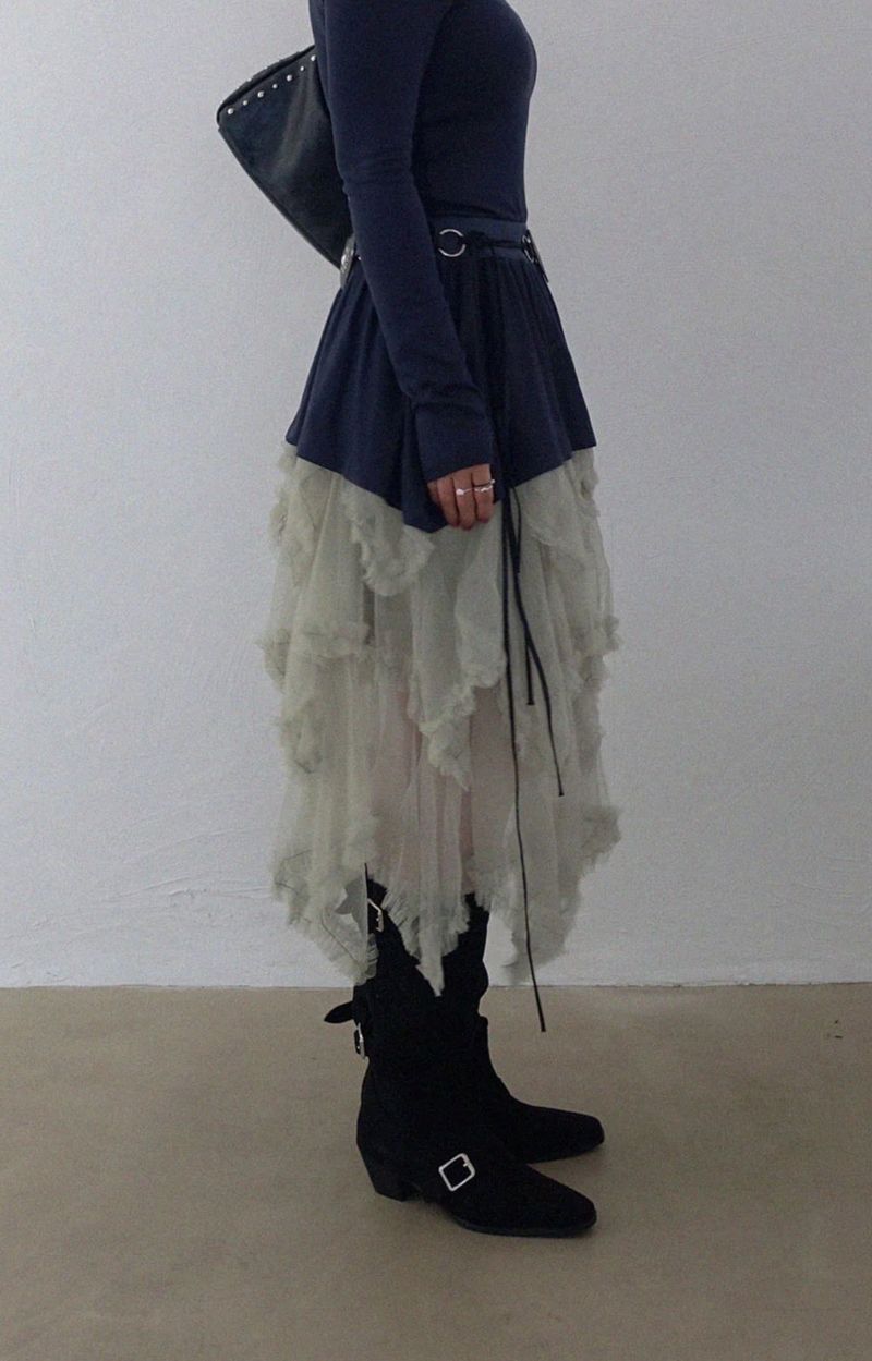 BUDDY FRILL CAN CAN UNBALANCE SKIRT (3COLORS!)