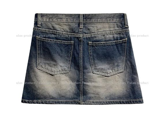 Lao washing denim mini skirt