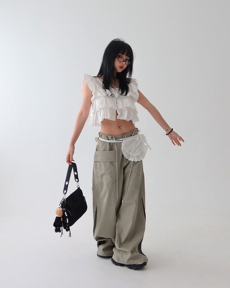 Punching lace pocket layered strap belt