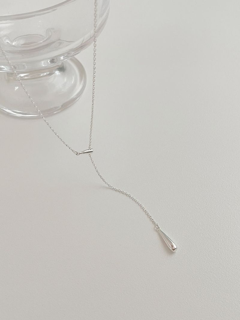 Water drop line slide necklace choker / 2 colors / two-way simple drop wedding guest look long necklace