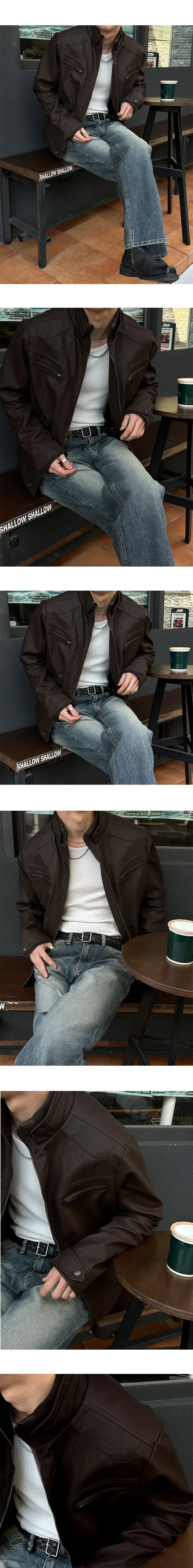 [PROMOTION] Leather zipper biker jacket(2color)