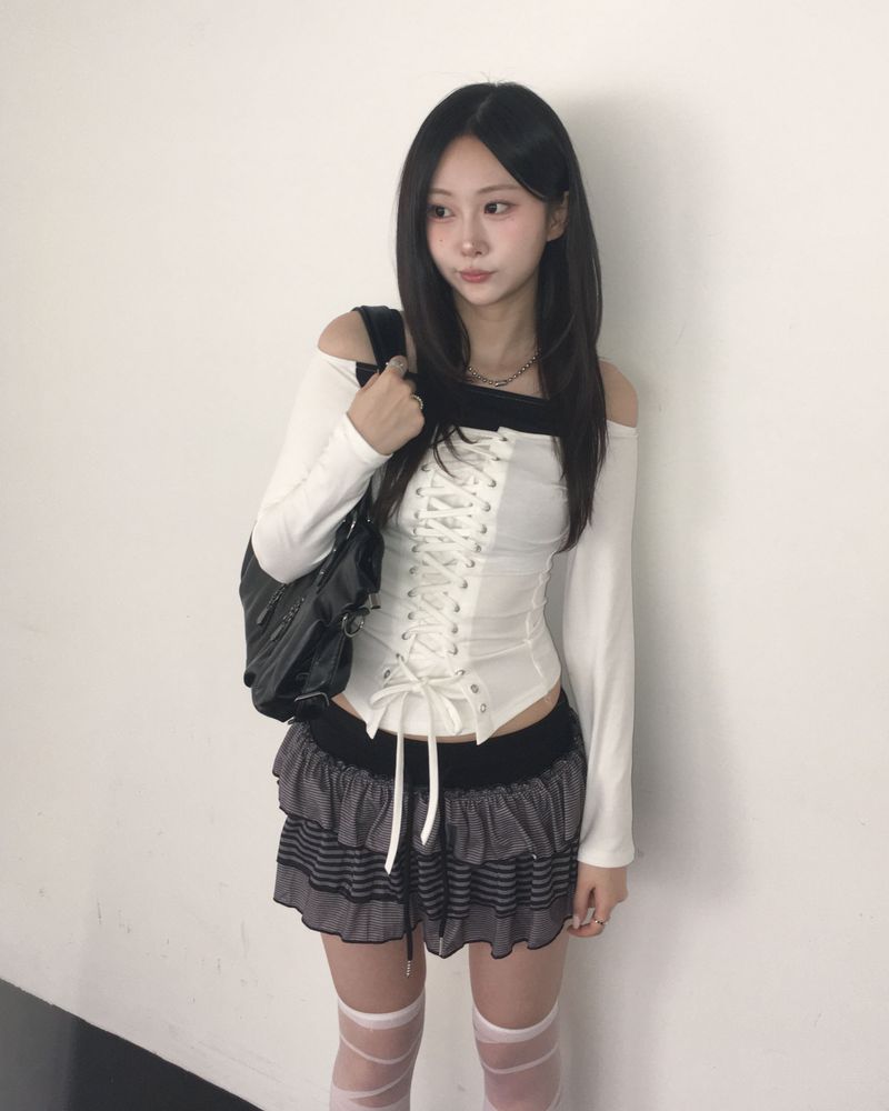 Stripe firll cancan skirt