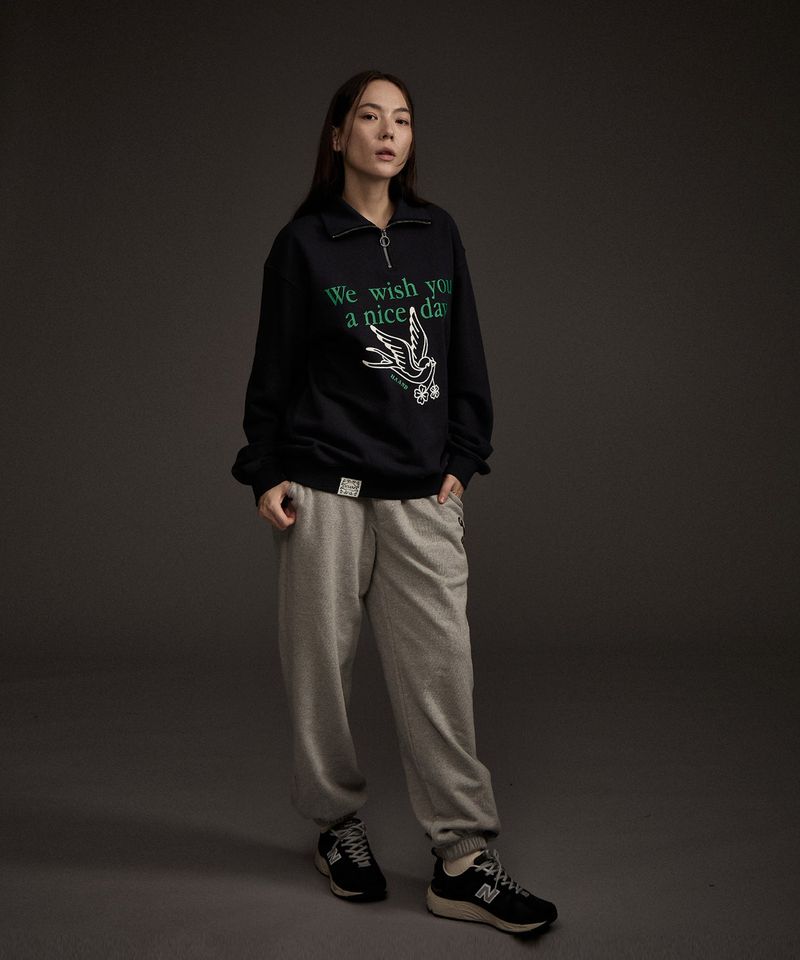W BLUEBIRD HALF ZIP-UP SWEATSHIRT NAVY