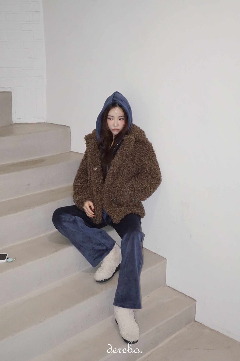 Dark Brown Poodle Fur Jacket