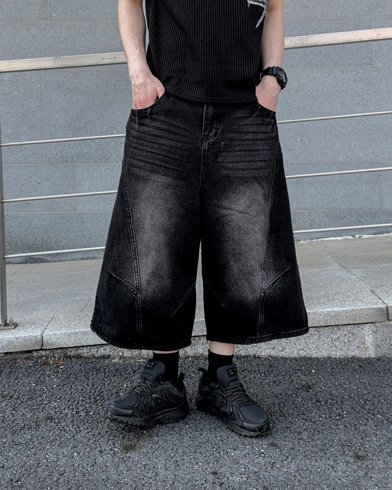 Rond Curved Washed Bermuda Denim