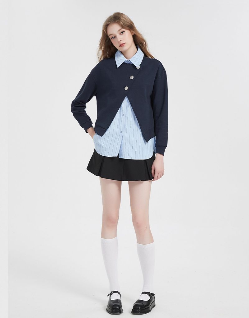 Jennifer Silver Button Point Shirt Sweatshirt