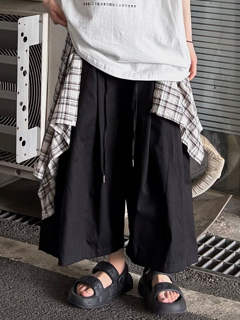 check layered cotton shorts